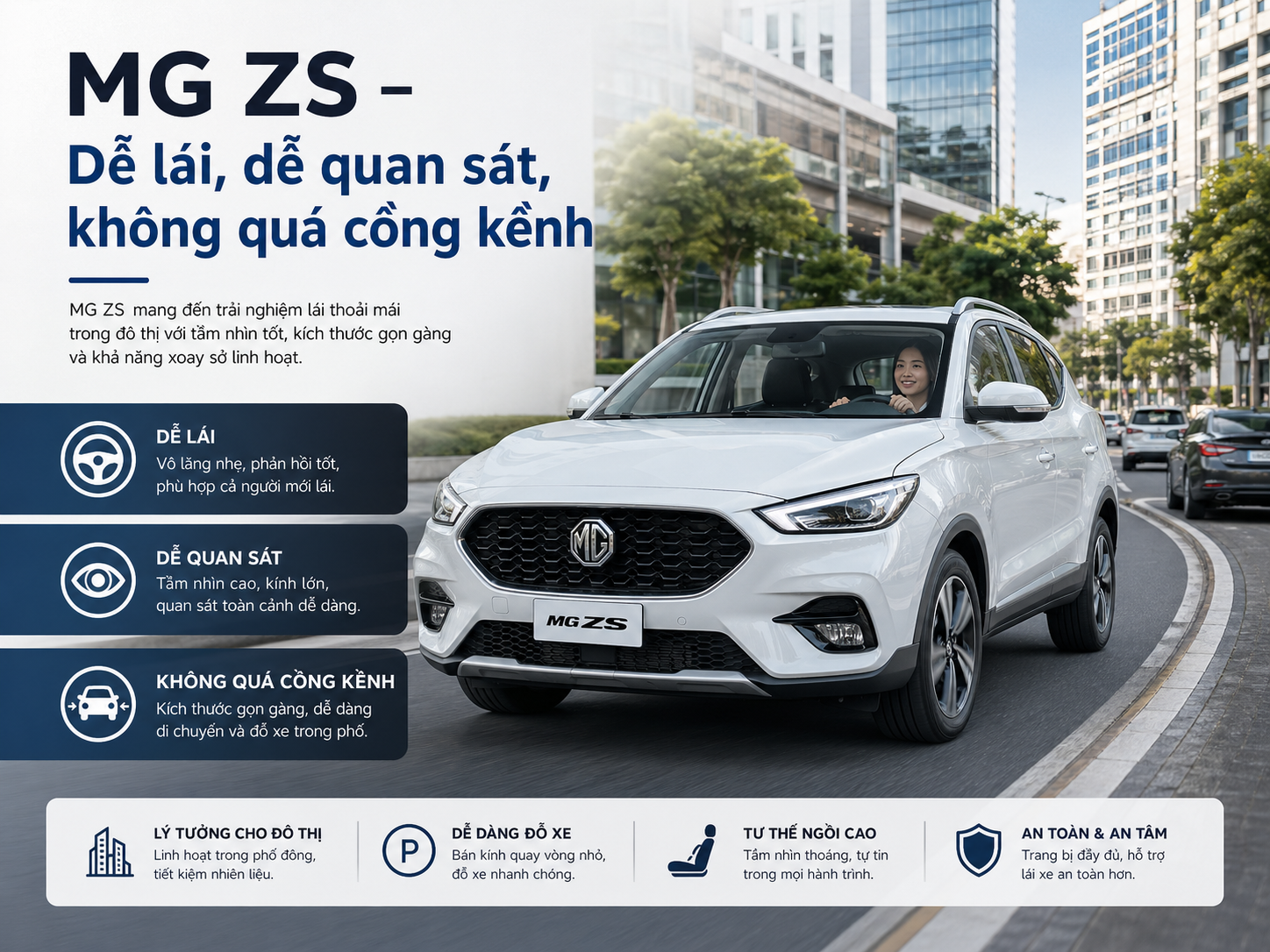 MG ZS có phù hợp nữ lái không? 7 tiêu chí cần xem trước khi chọn xe